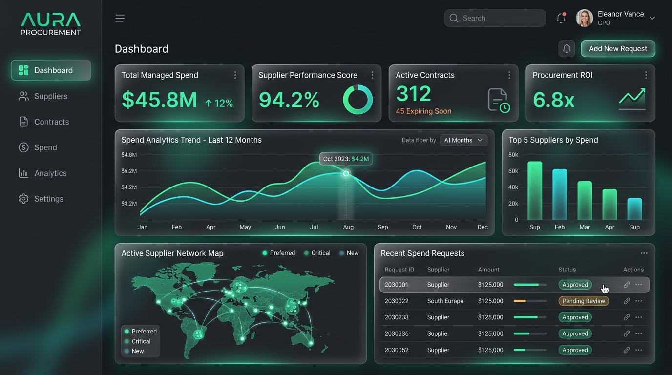 ProcureVerse Enterprise Procurement Dashboard Interface